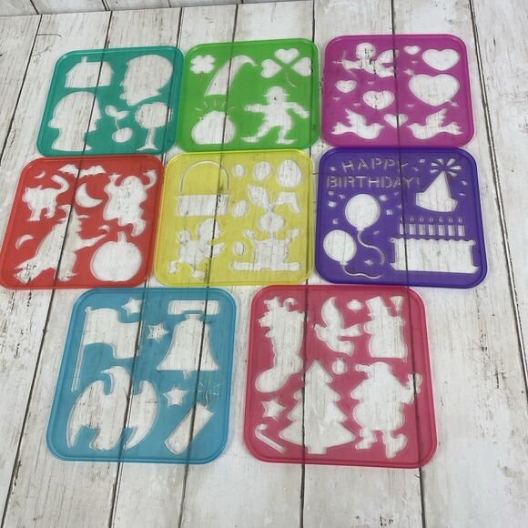 Vtg Tupperware Stencils Set Of 8 Holidays Birthday Xmas Halloween Valentines - Picture 1 of 5